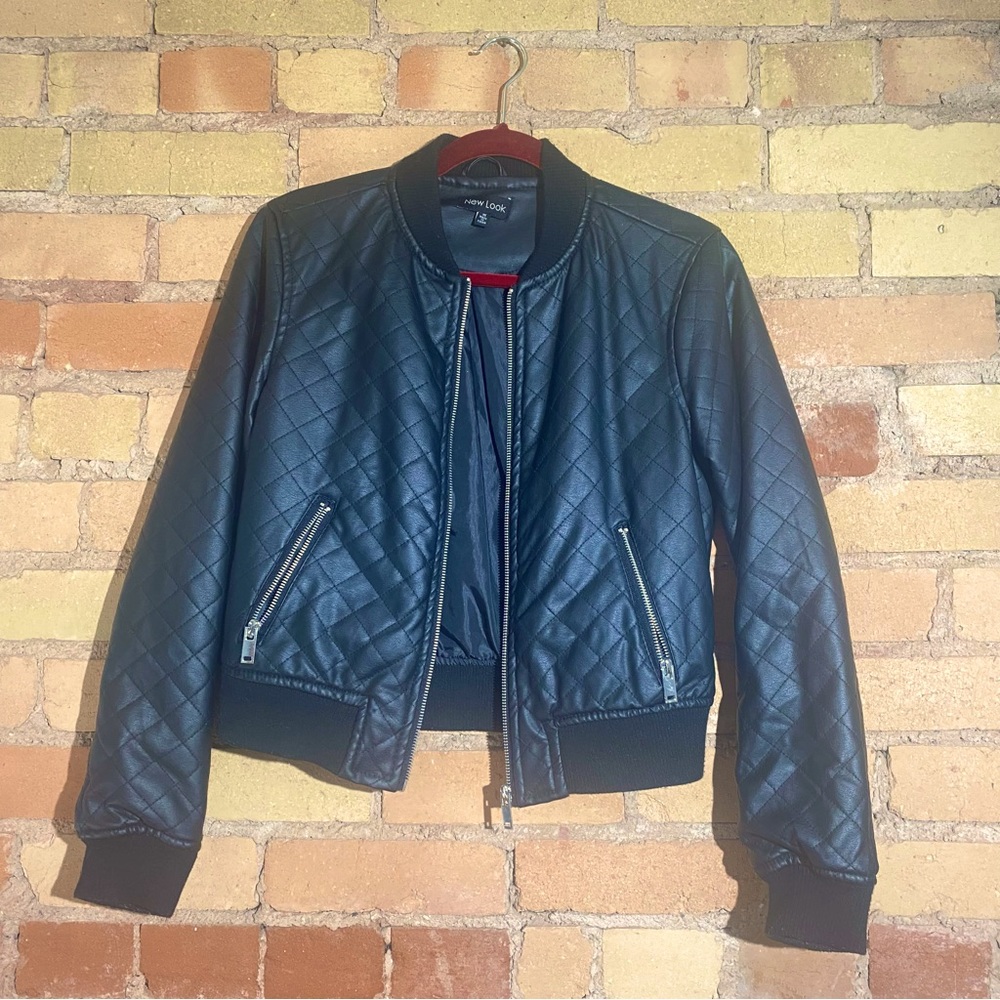 Faux leather moto jacket